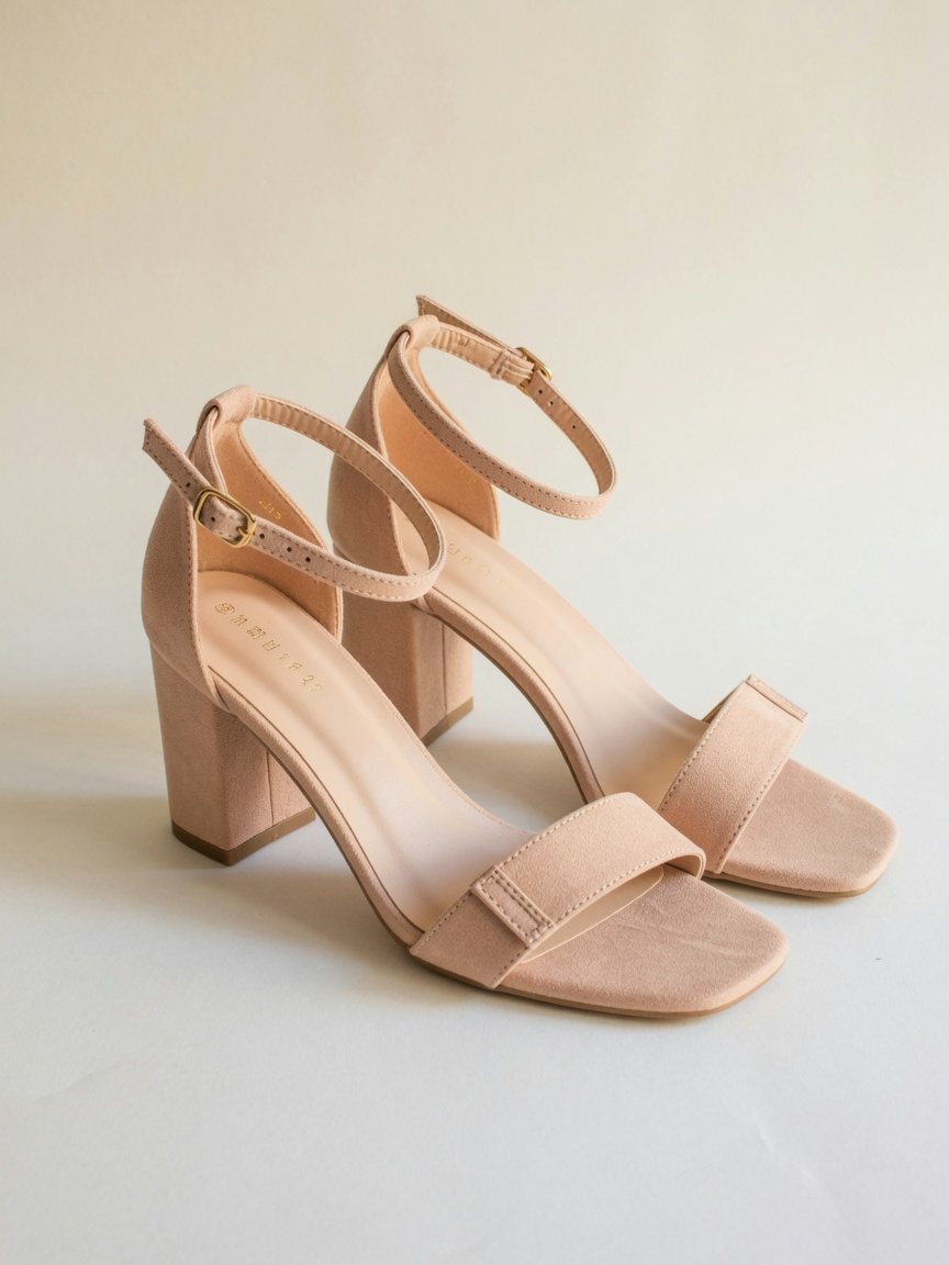 Block Heel Sandals — Nude