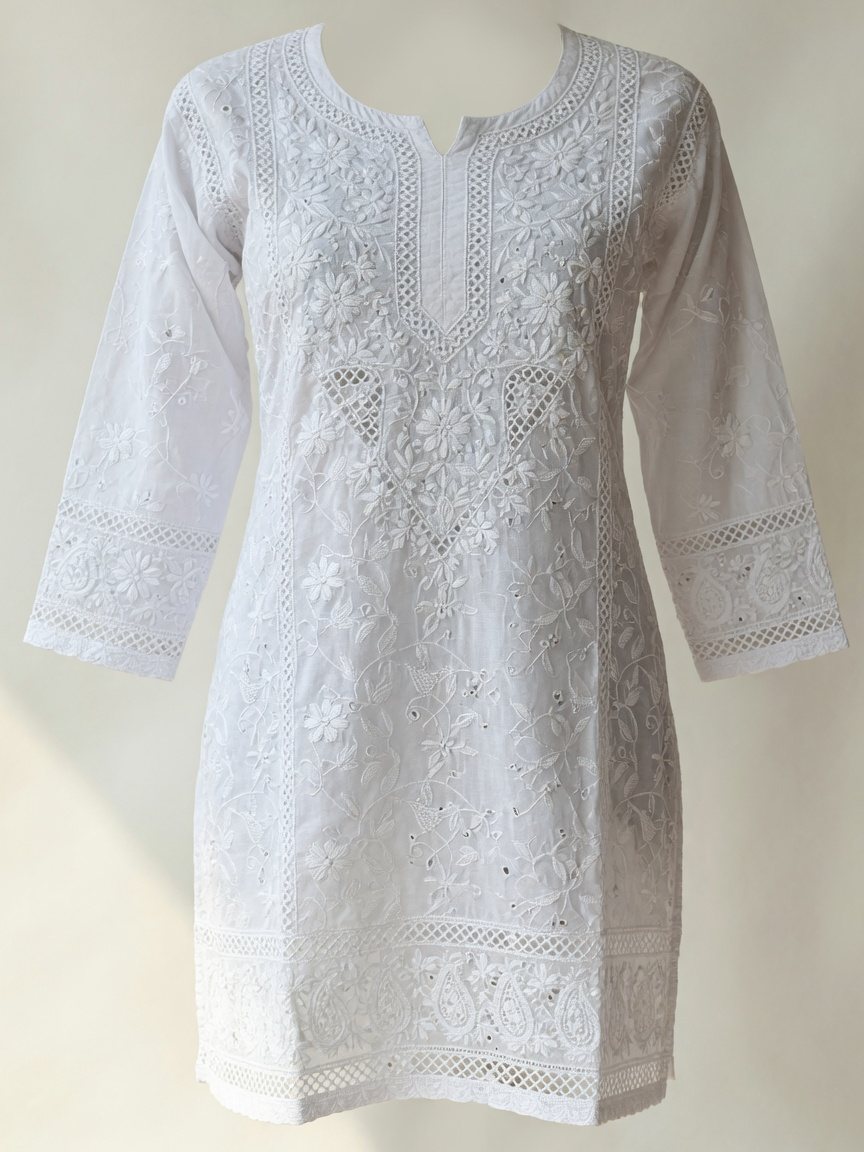Chikankari Kurti — White