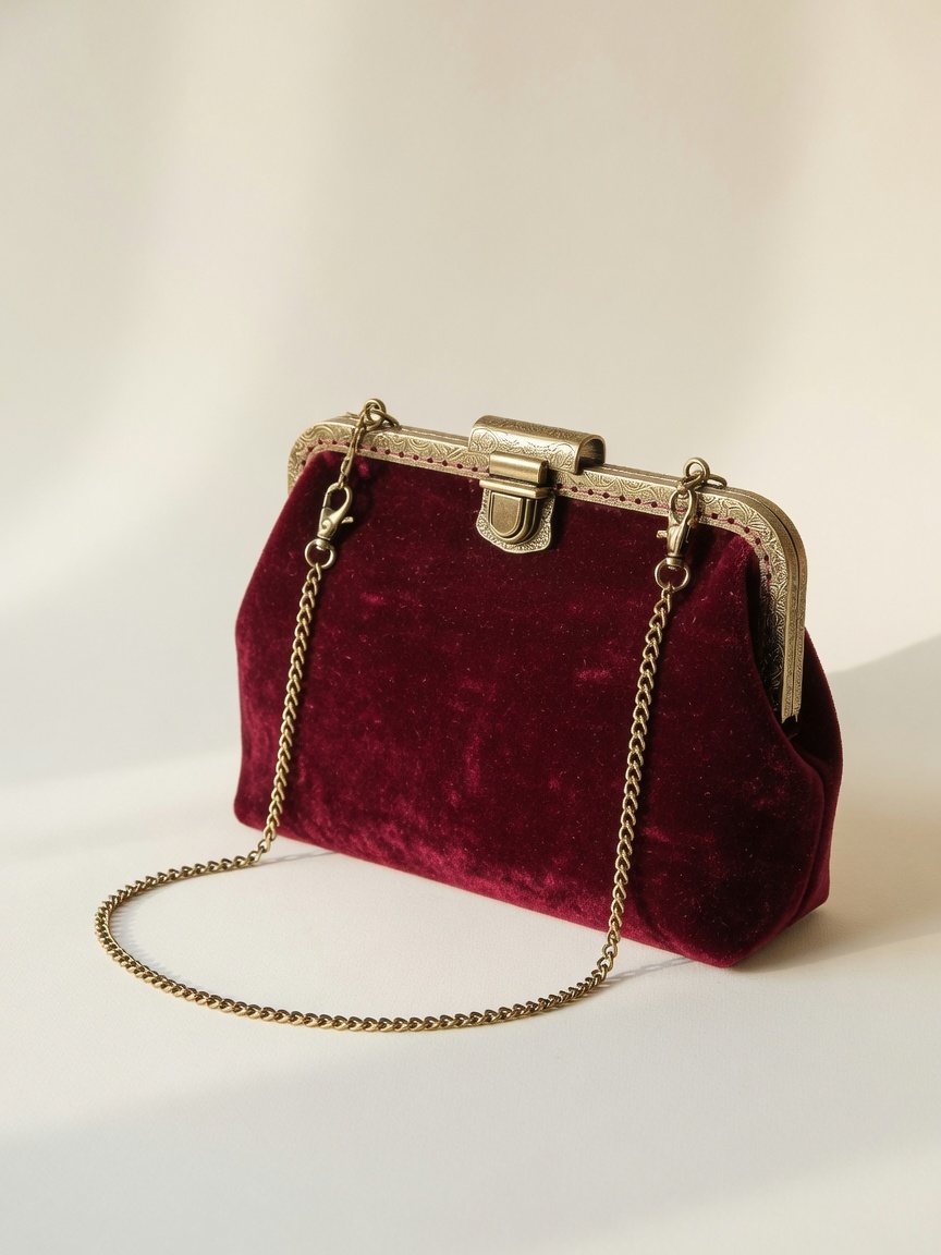 Clutch — Burgundy Velvet