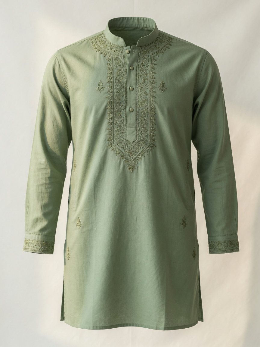 Cotton Panjabi — Sage Green