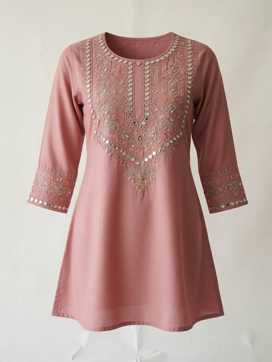 Embroidered Kurti — Blush