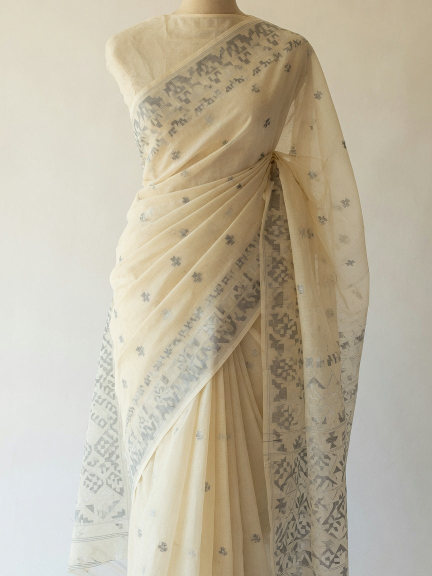 Jamdani Saree — Ivory